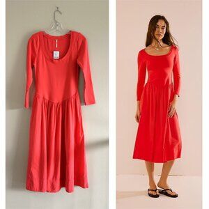 Free People Aelia Dress Red, Size Medium NEW
